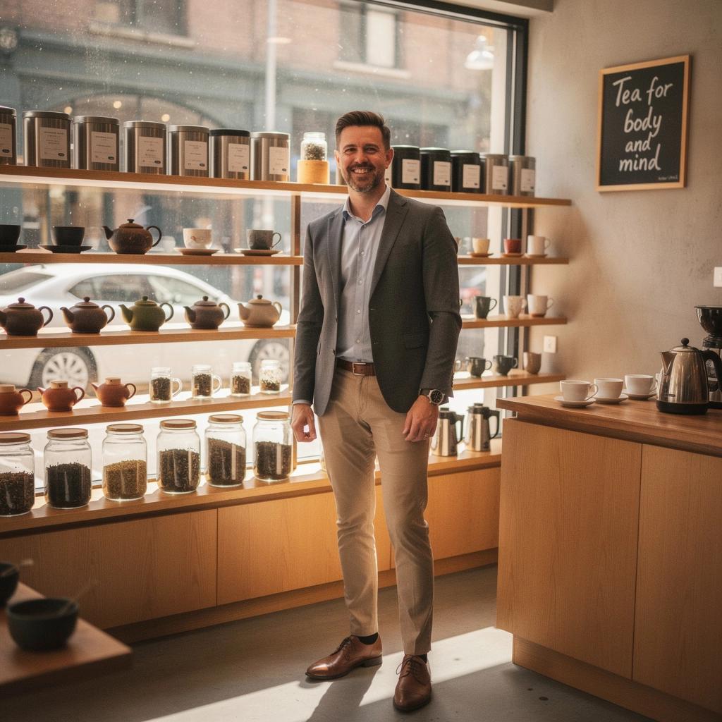 Foglia di tè verde fresca con gocce d'acqua, simbolo di freschezza e purezza.